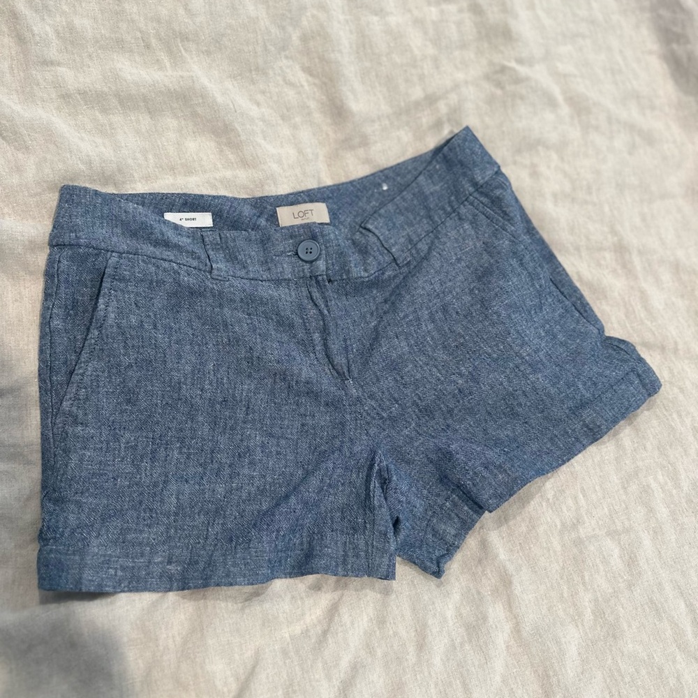 LOFT Blue Jean Shorts with Cuffed Hems